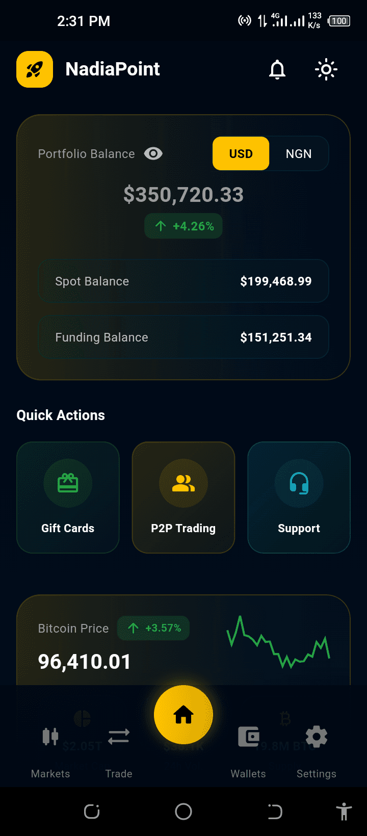 SafeJet Exchange Home Screen